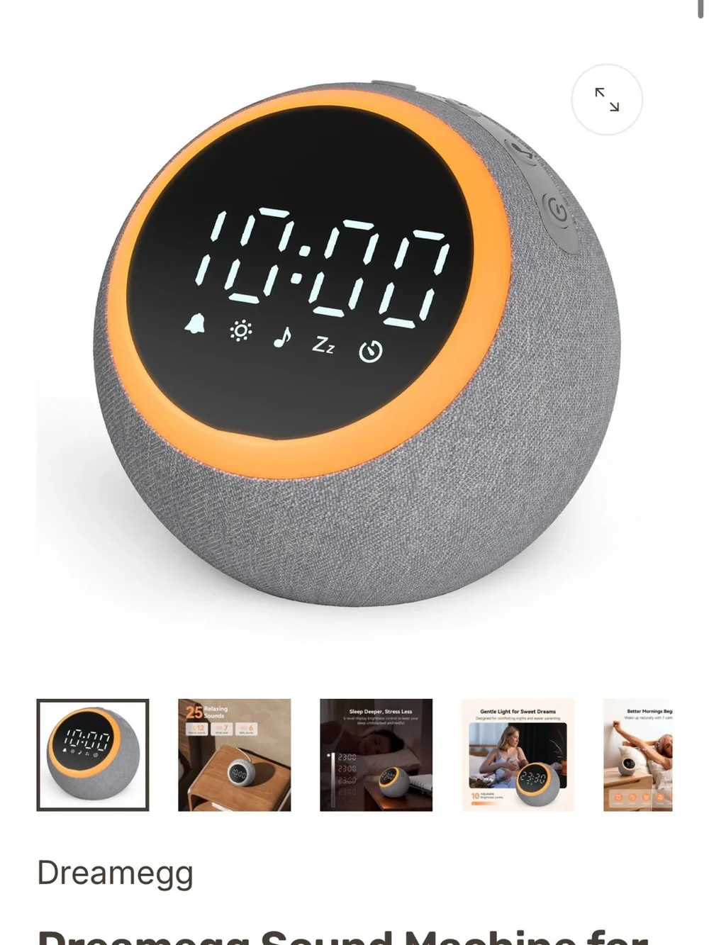Dreamegg Sound Machine Alarm Clock - White/Orange Box